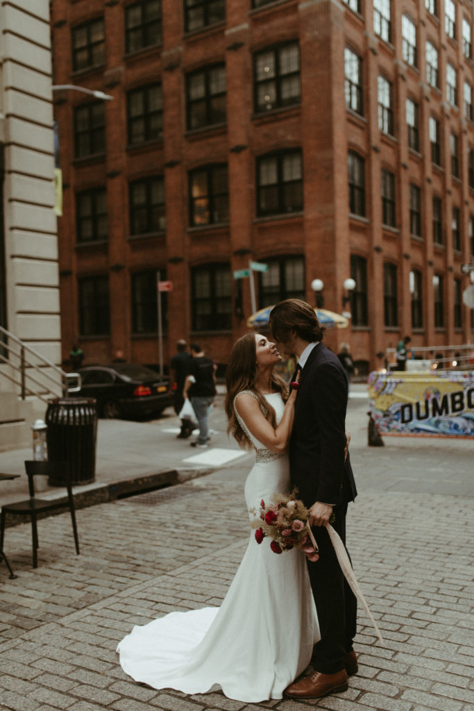 brooklyn elopement in dumbo, moody photographer