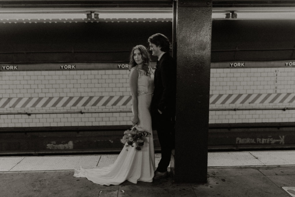brooklyn nyc elopement, photos in subway