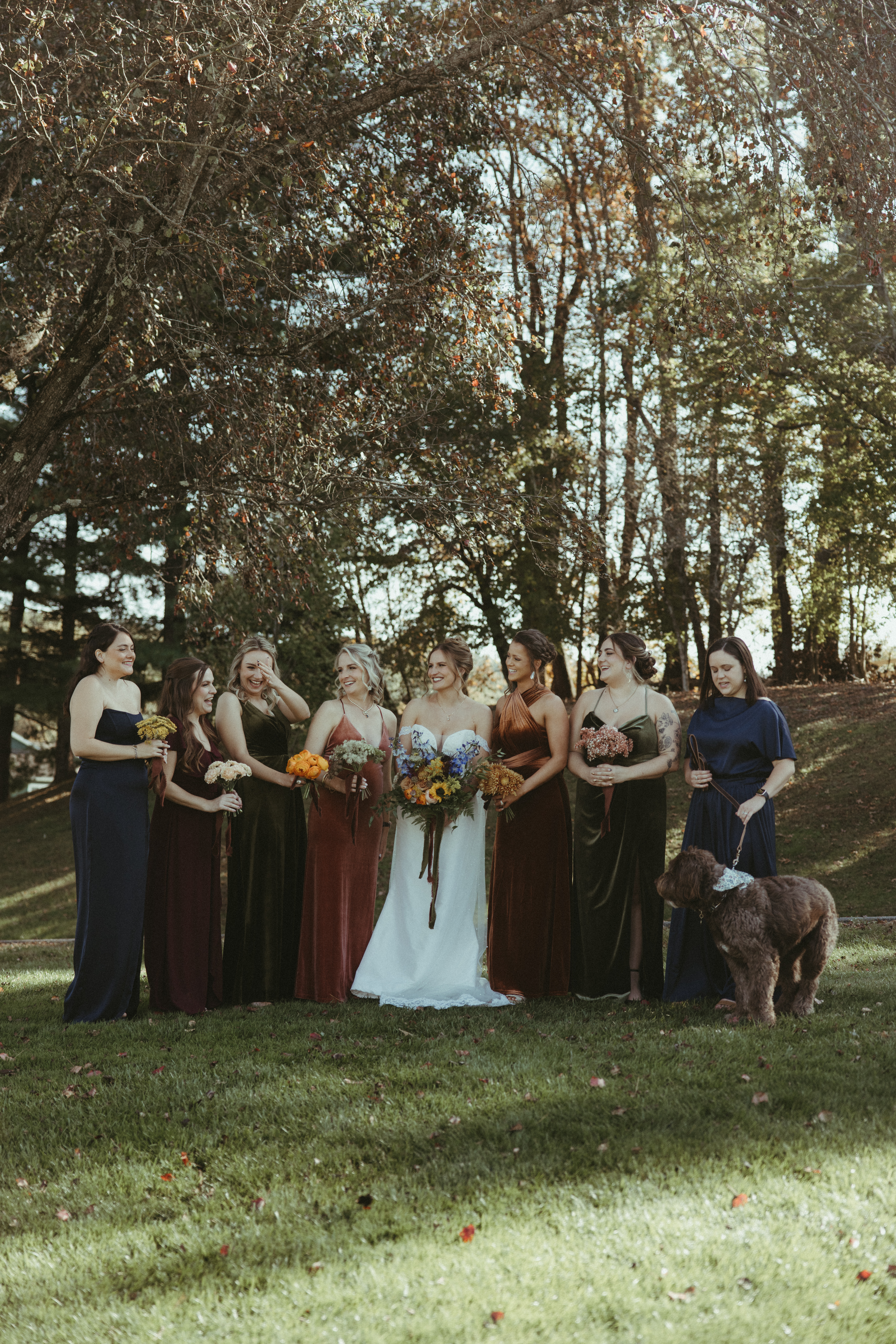documentary wedding party photo with bridesmaids