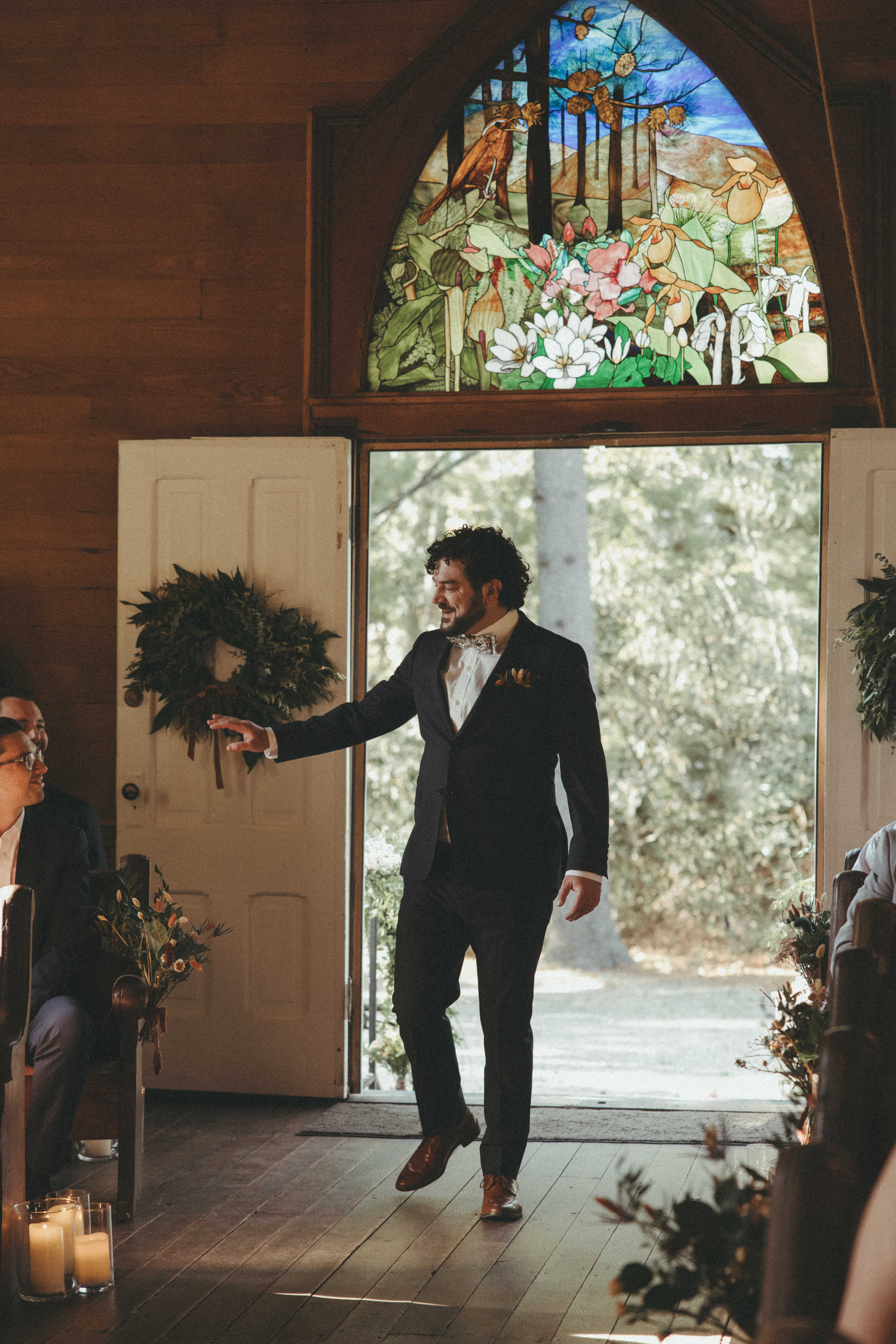 old chapel wedding ceremony, moody wedding photographer
