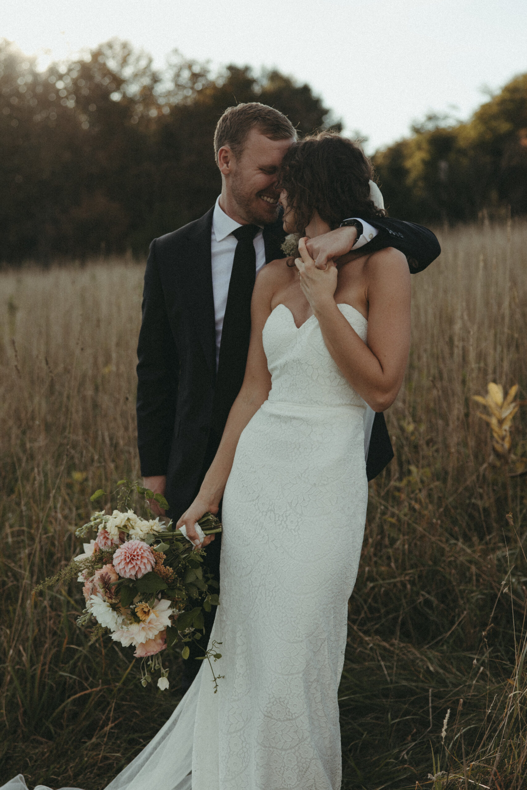 bride and groom photos at overlook barn in banner elk nc