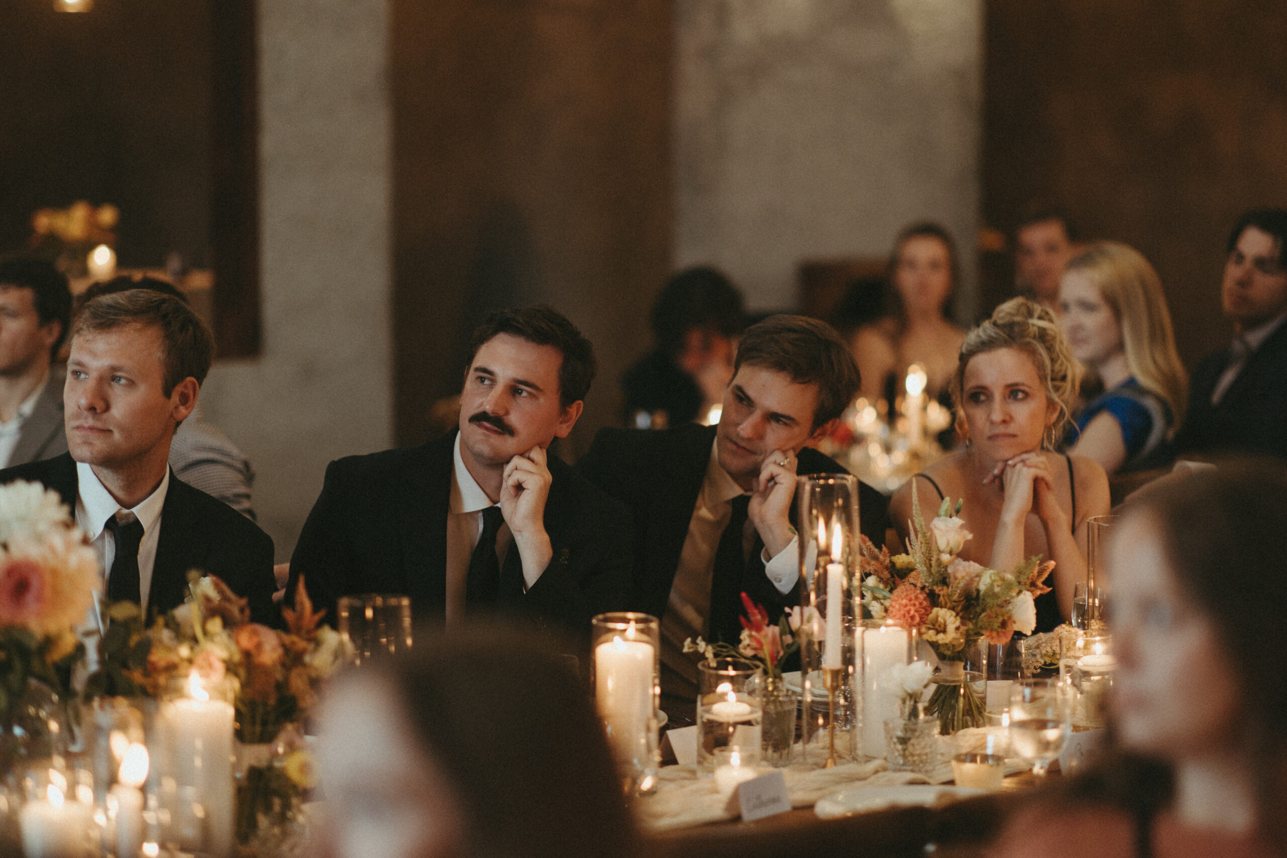 overlook barn wedding venue reception with candles documentary reception photos