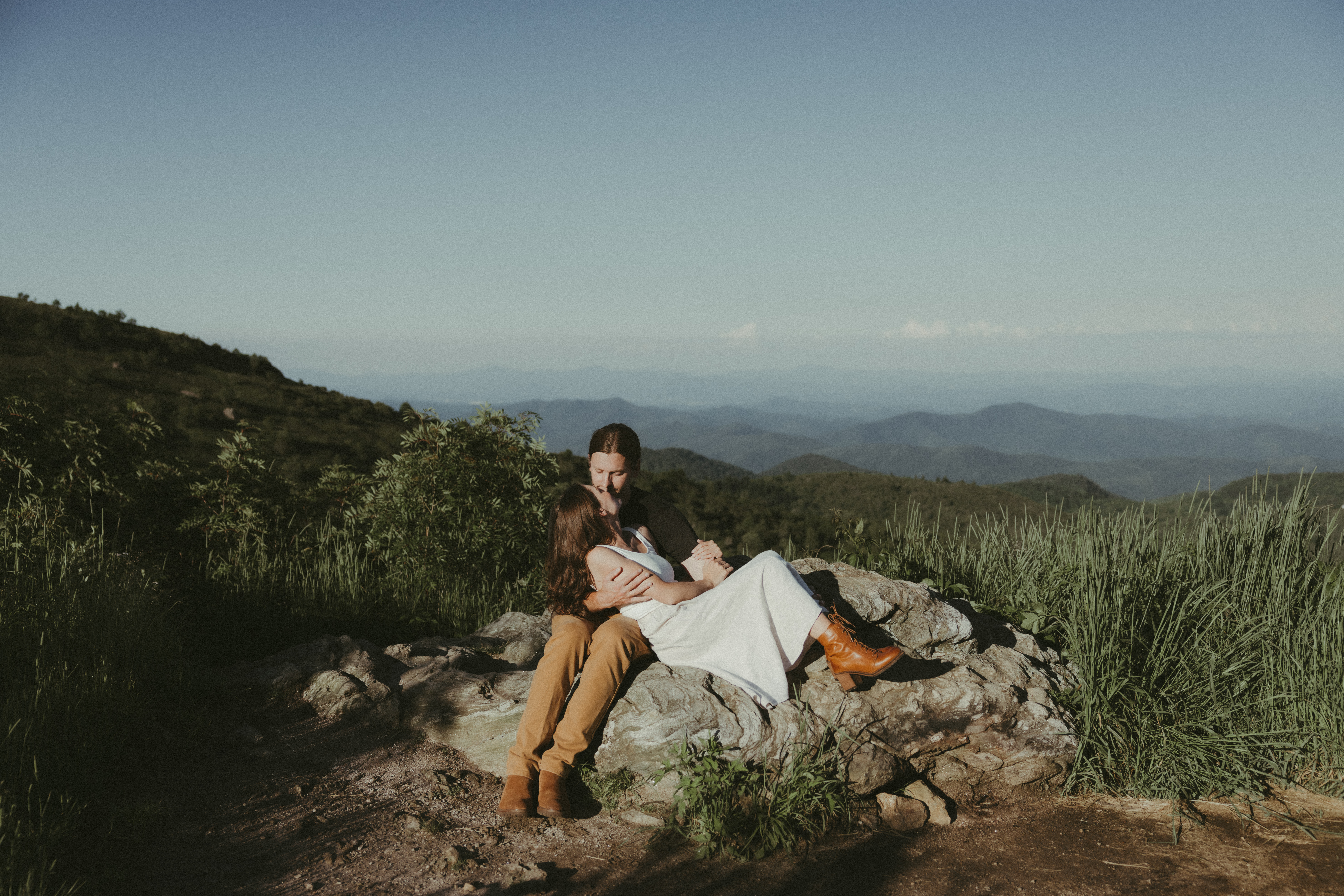 documentary candid engagement session, Asheville Engagement Photographer at Black Balsam Knob, mountain engagement photos