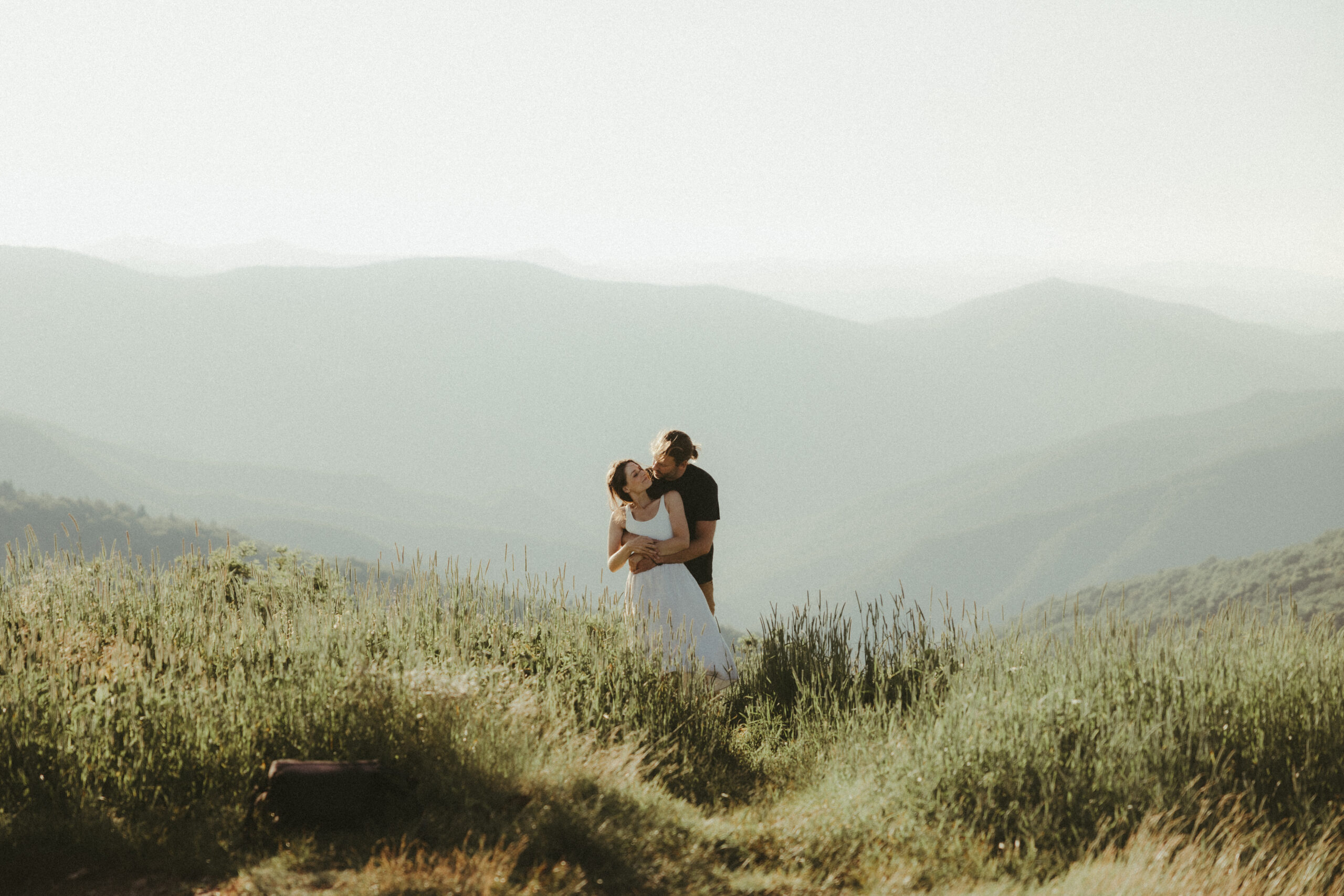 documentary candid engagement session, Asheville Engagement Photographer at Black Balsam Knob, mountain engagement photos