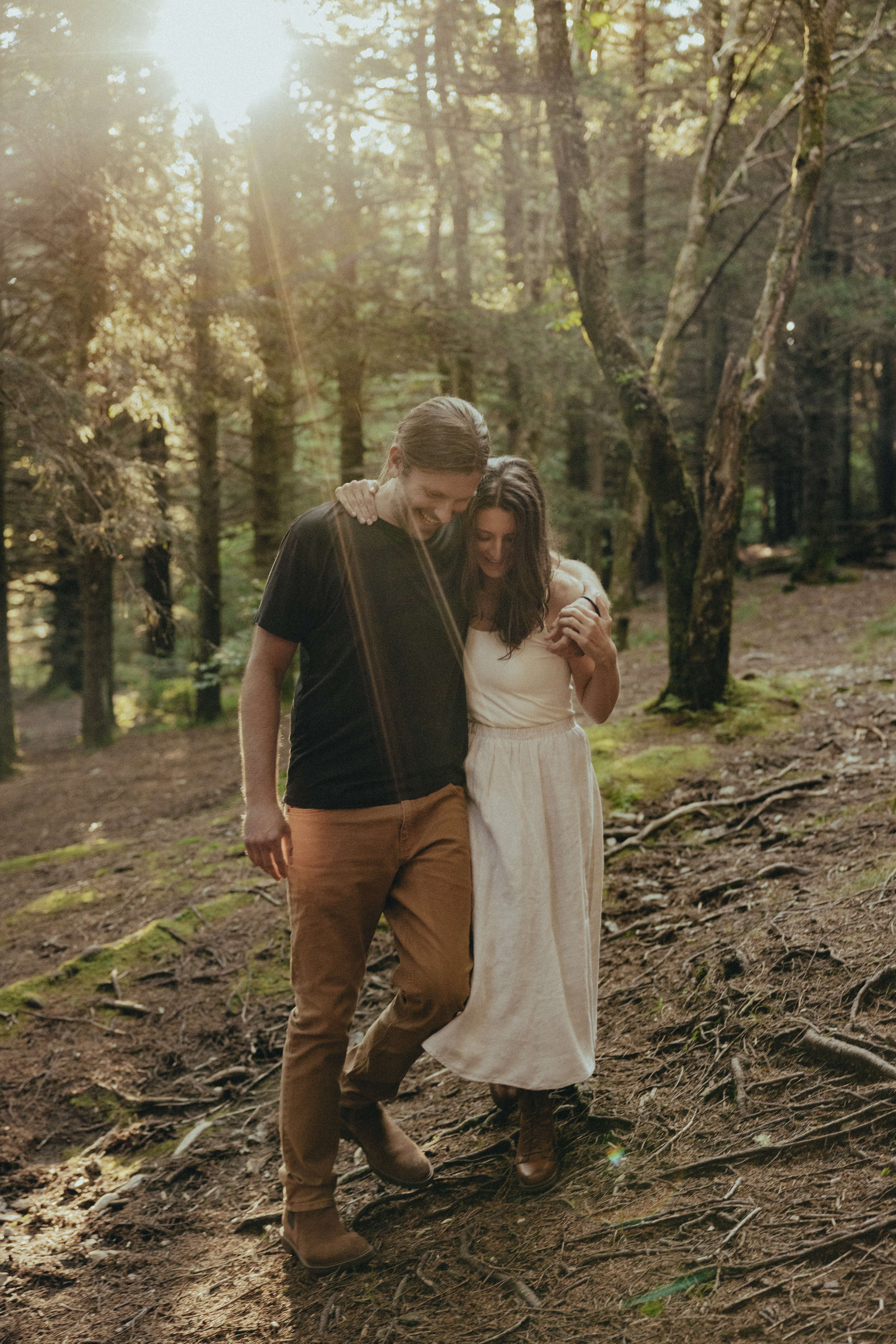 documentary candid engagement session, Asheville Engagement Photographer at Black Balsam Knob, mountain engagement photos