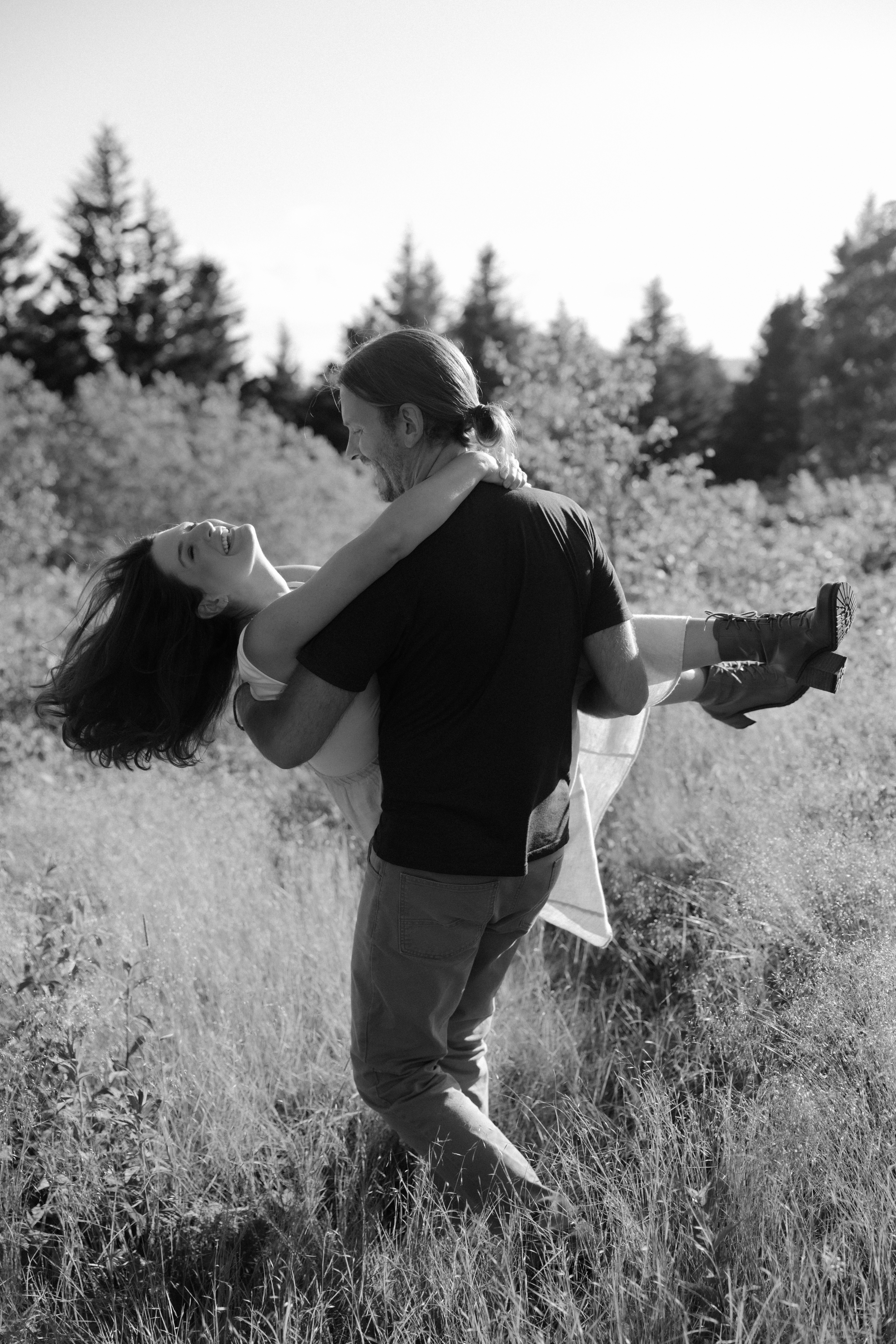 documentary candid engagement session, Asheville Engagement Photographer at Black Balsam Knob, mountain engagement photos