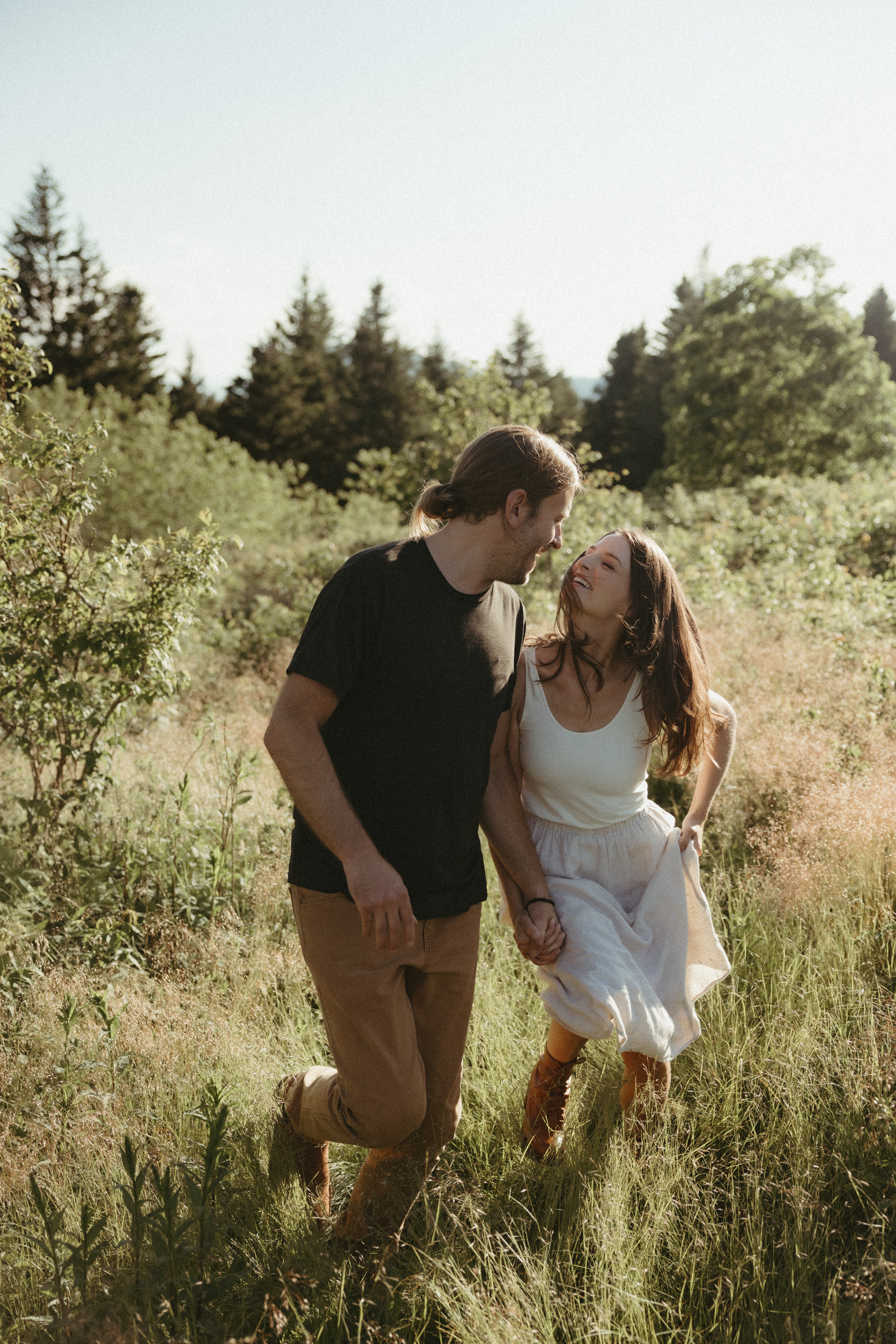 documentary candid engagement session, Asheville Engagement Photographer at Black Balsam Knob, mountain engagement photos