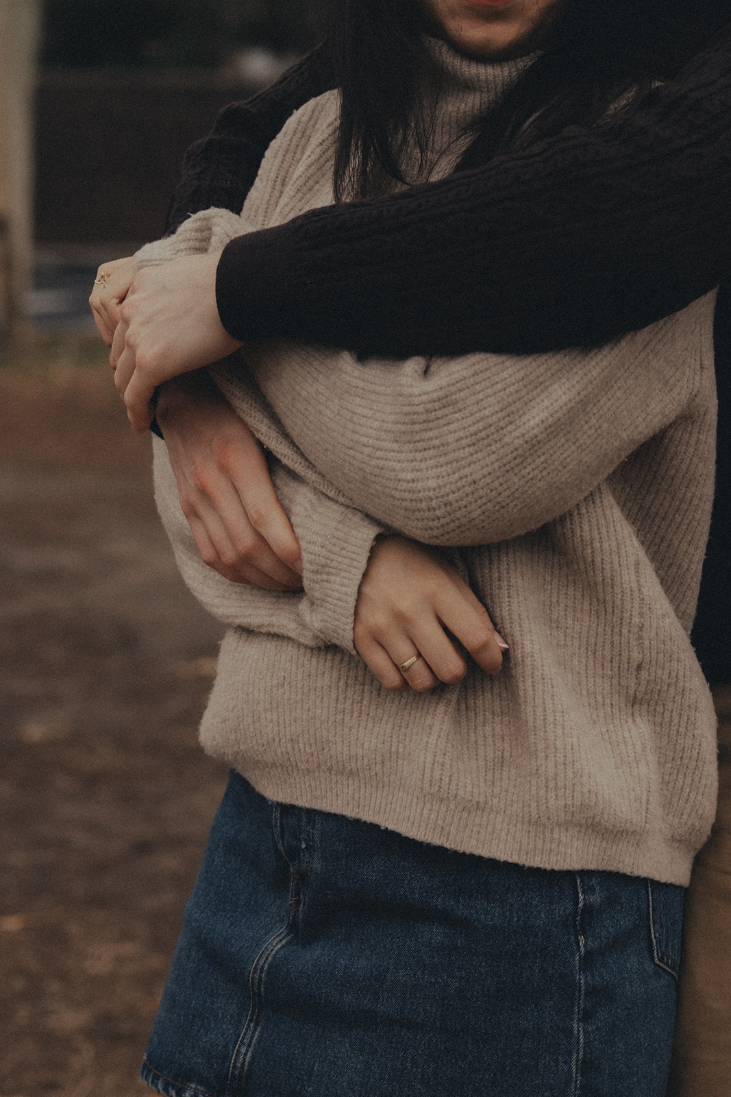 downtown asheville engagement session during winter, fall engagement session outfit inspo